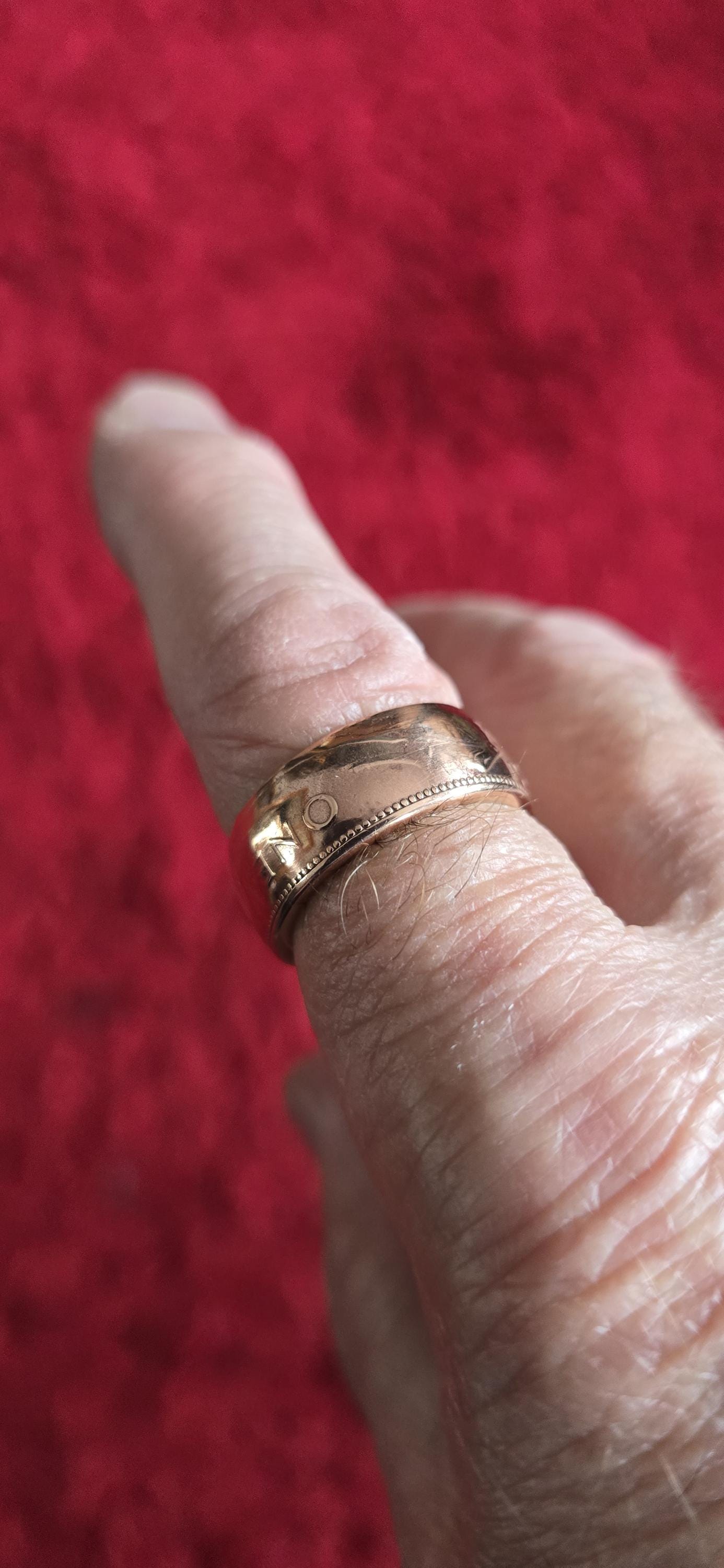 Old UK One Penny Coin ring