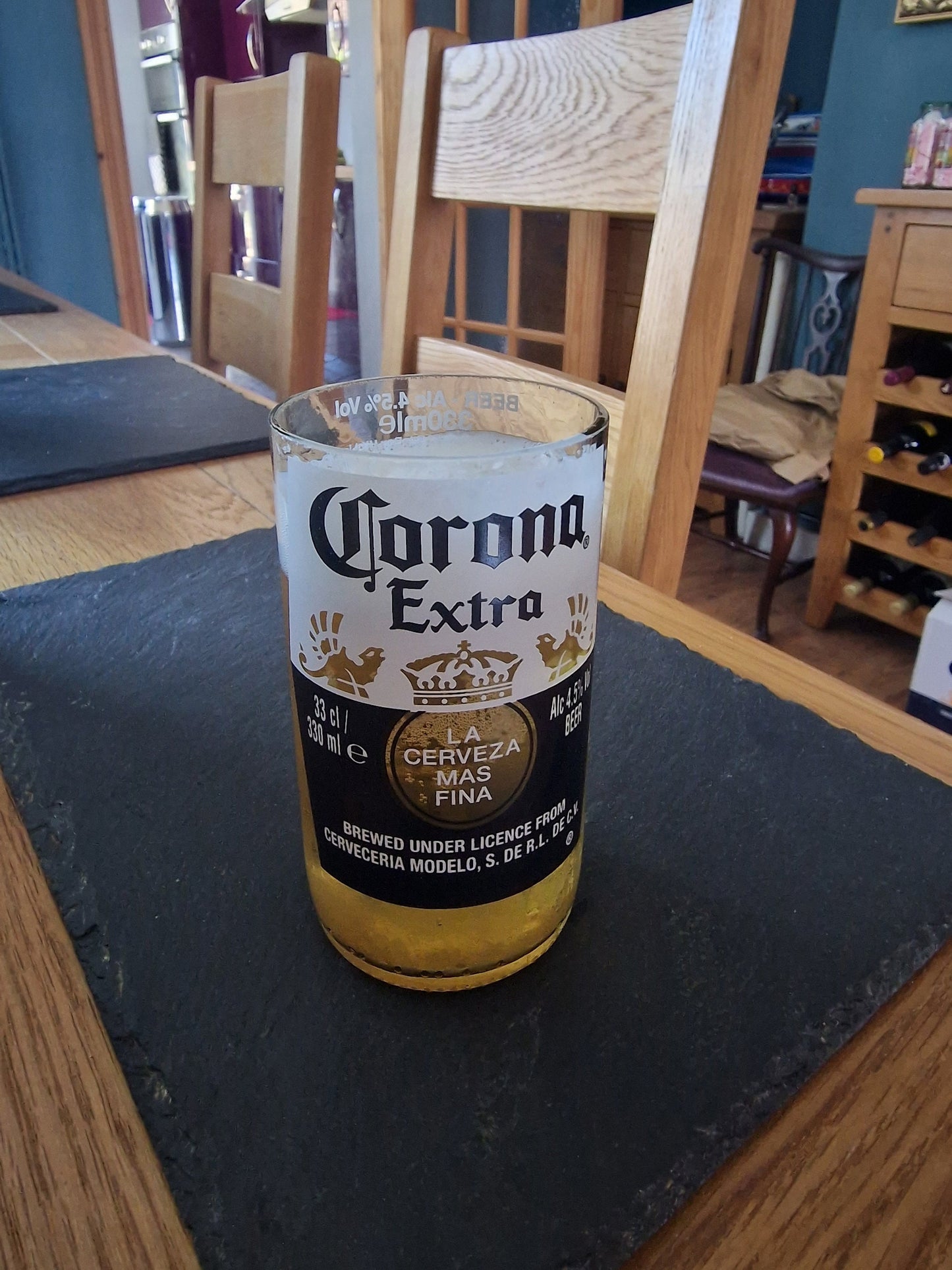 Upcycled handmade Corona bottle glasses x 2 made from 330ml bottles