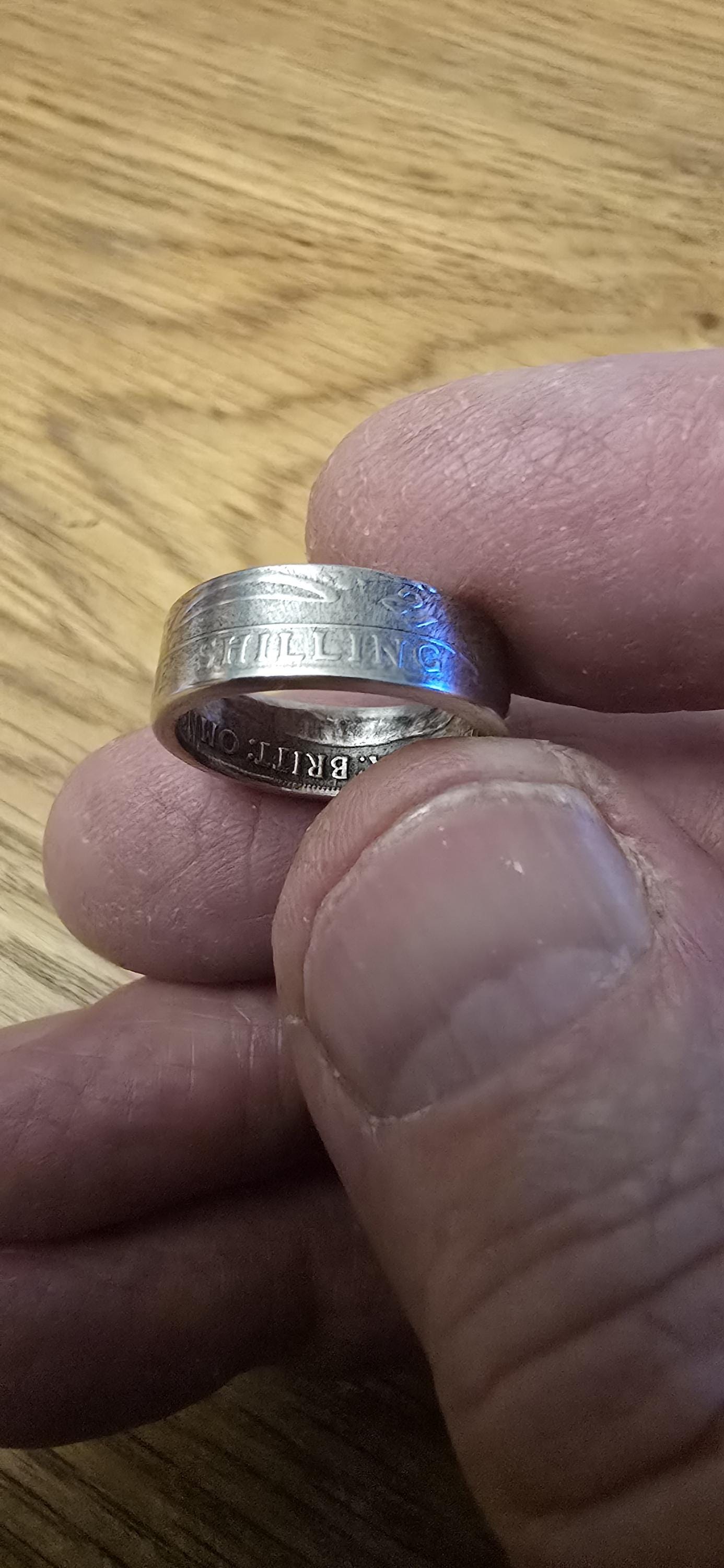 1921 Silver One Shilling Coin Ring