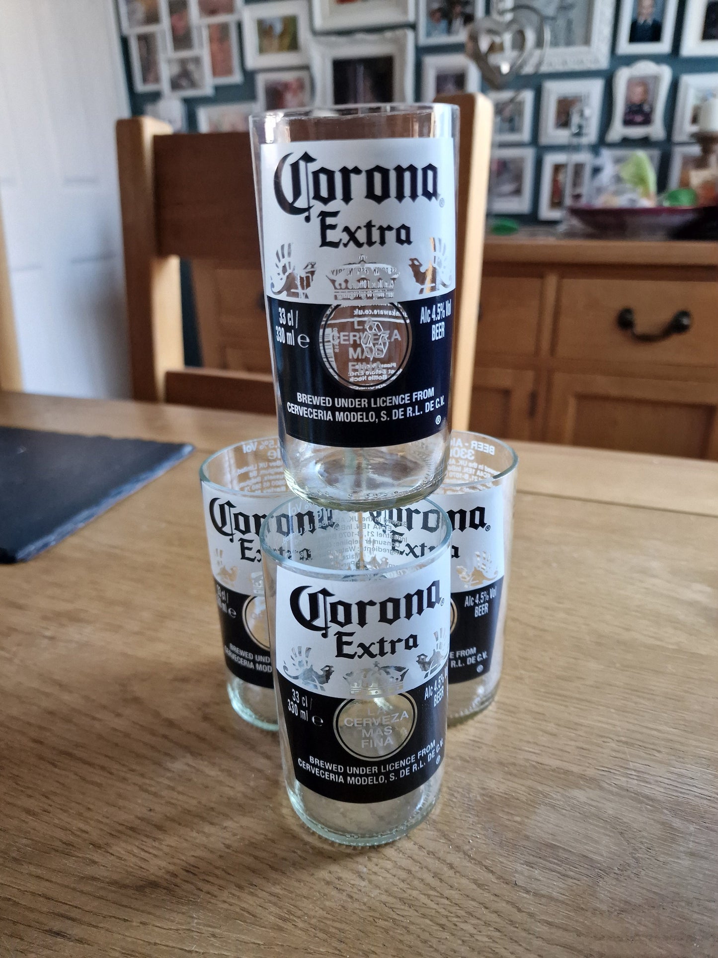 Upcycled handmade Corona bottle glasses x 2 made from 330ml bottles
