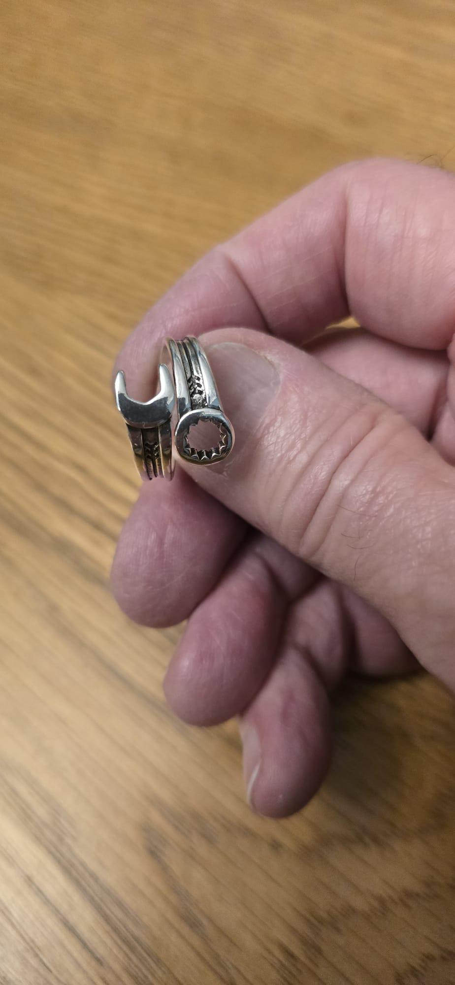 925 Silver Plated Wrench Ring