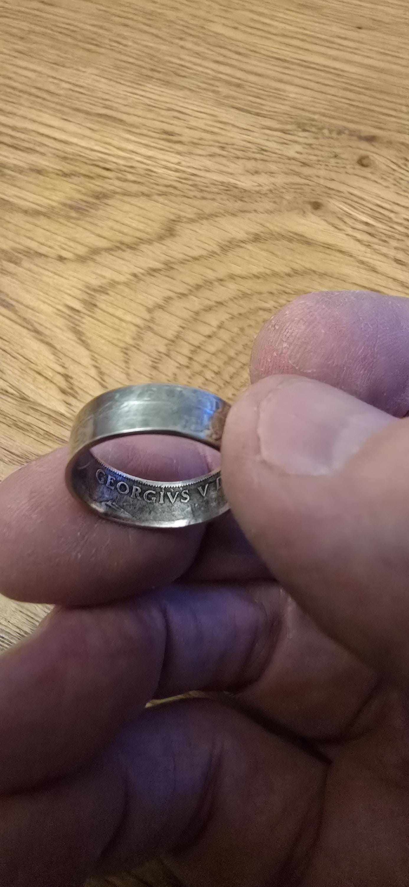 1921 Silver One Shilling Coin Ring