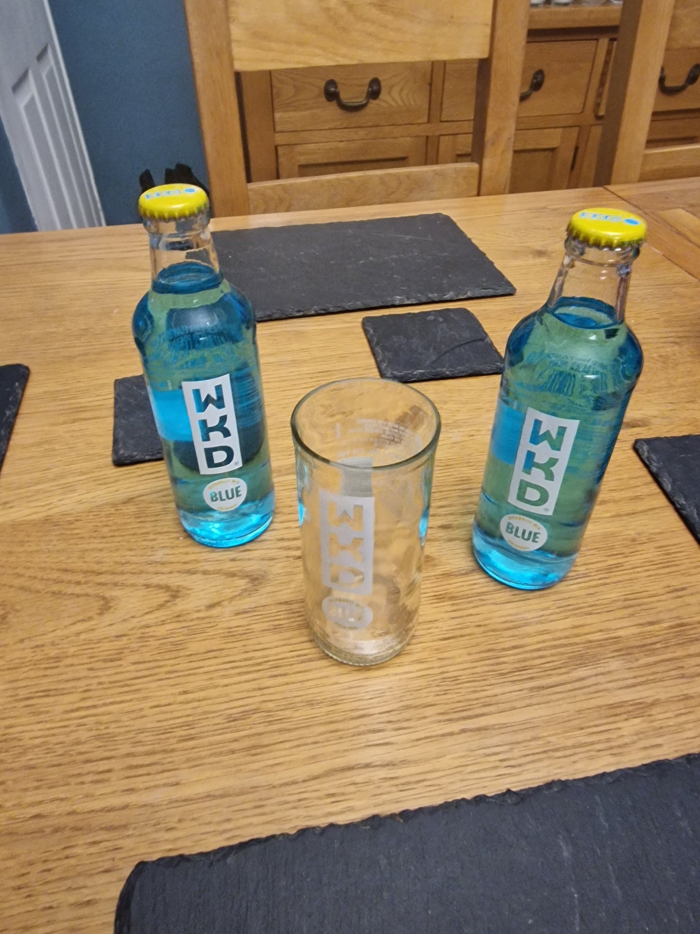 WKD Blue upcycled bottle glass