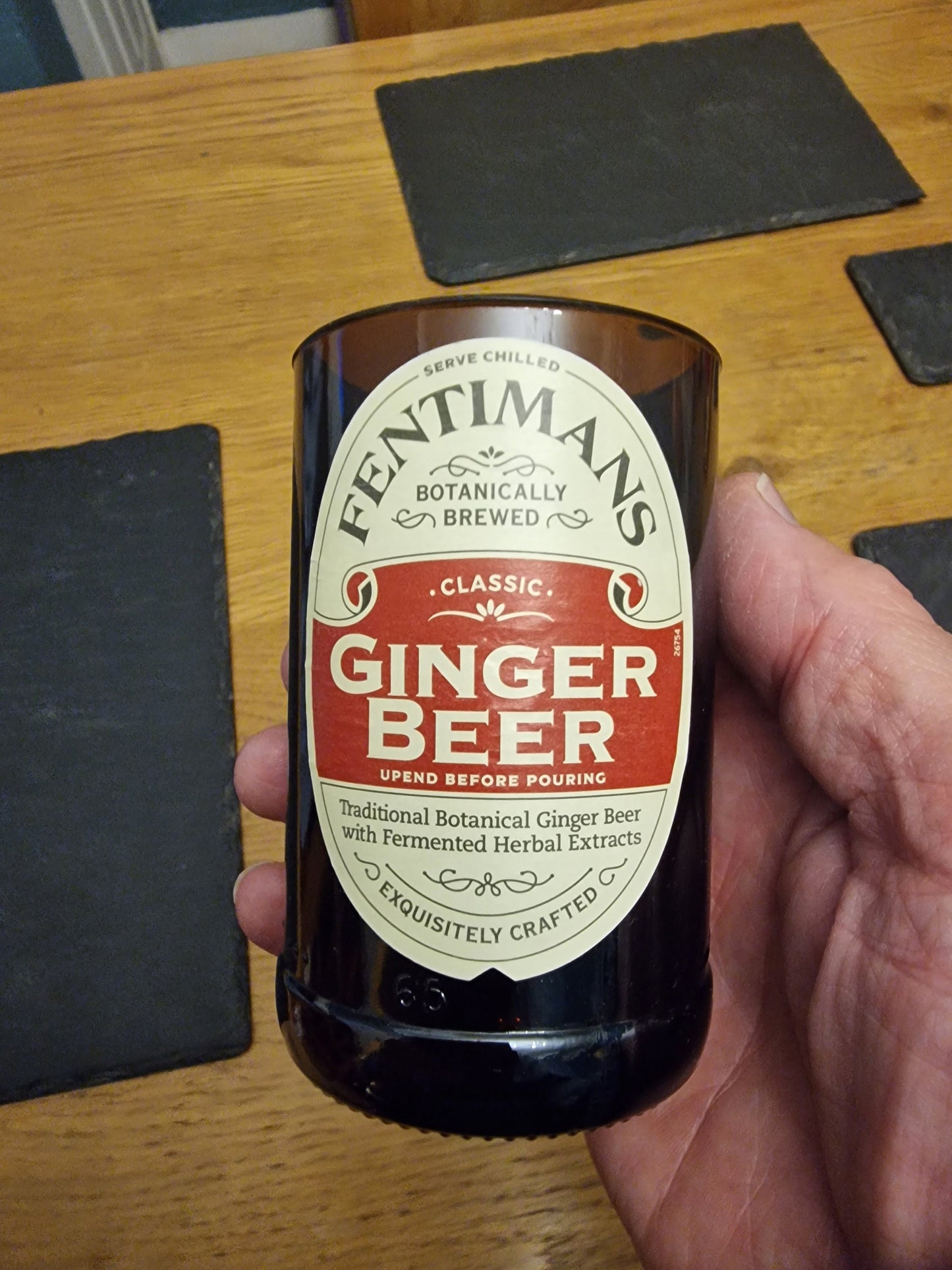 Unique Ginger Beer Upcycled Bottle Glass