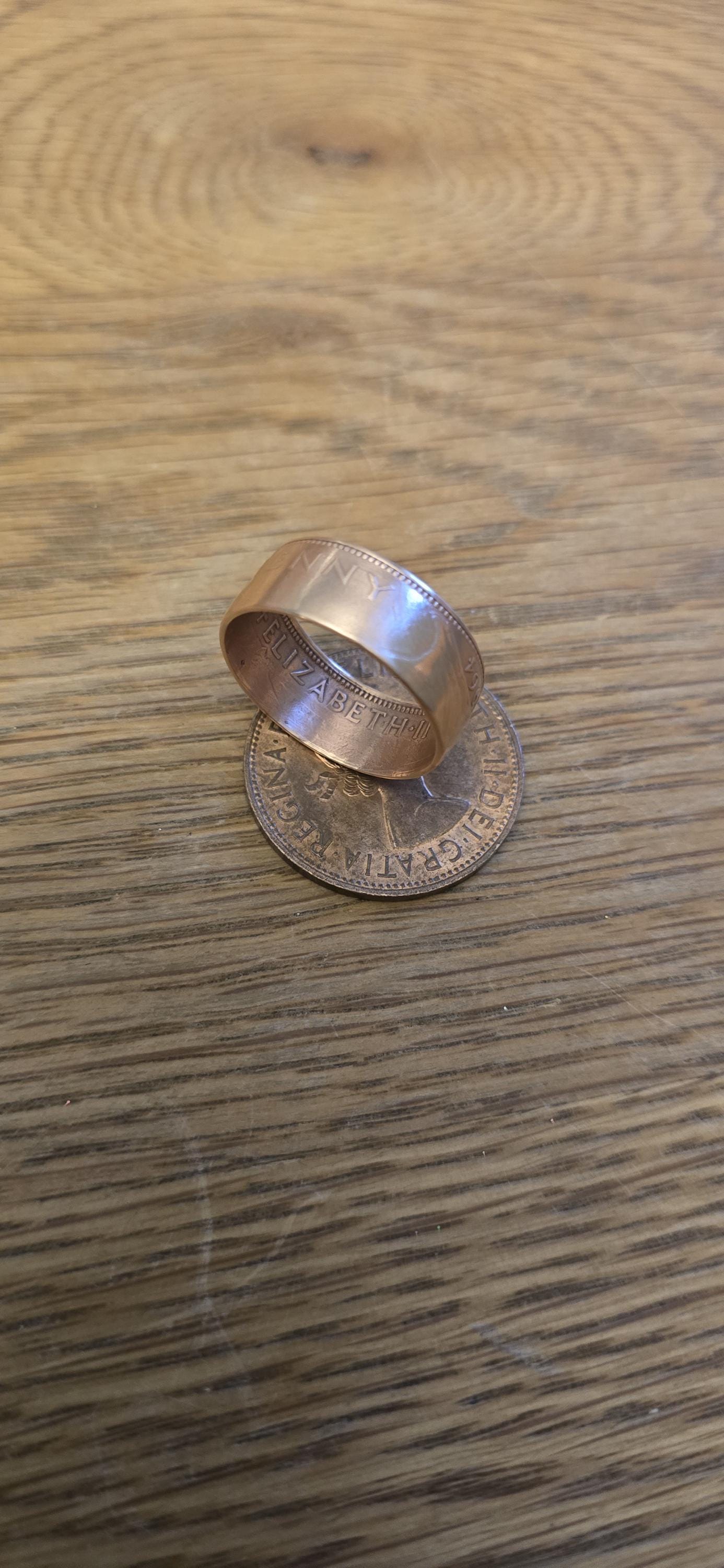 Old UK One Penny Coin ring