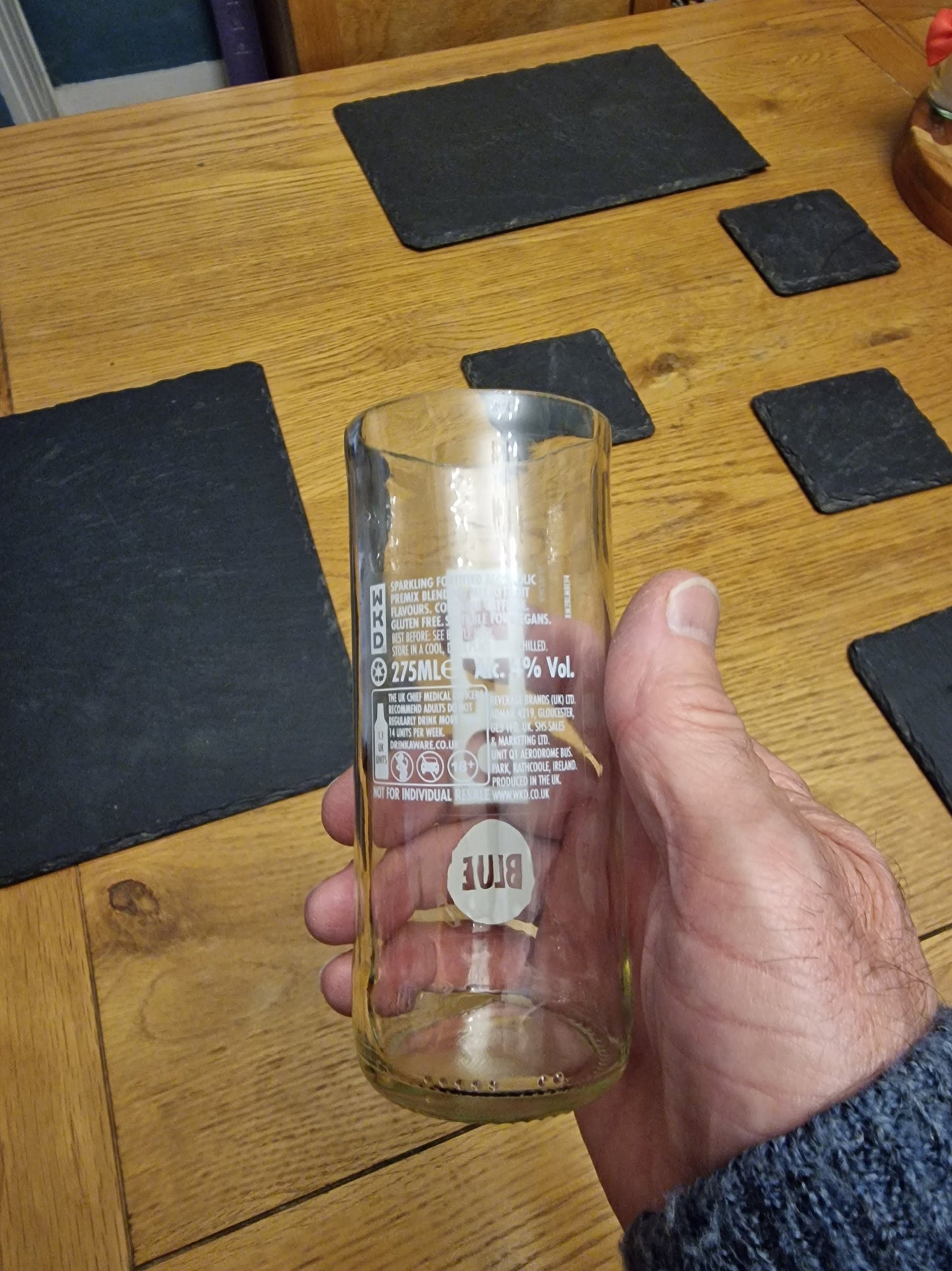 WKD Blue upcycled bottle glass