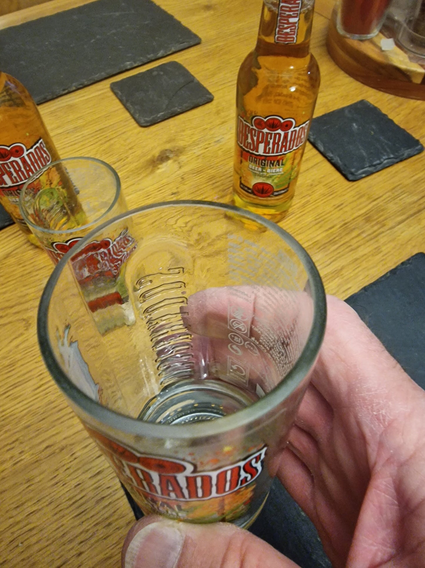 Upcycled Handmade glasses from Desperados bottles x 2 made from 330ml bottles.