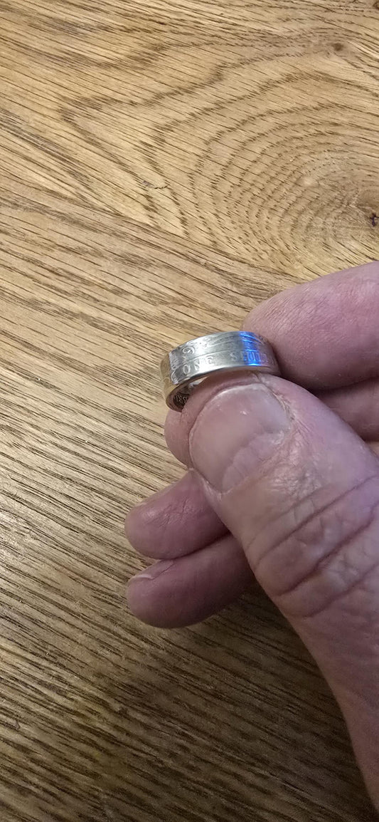 1921 Silver One Shilling Coin Ring