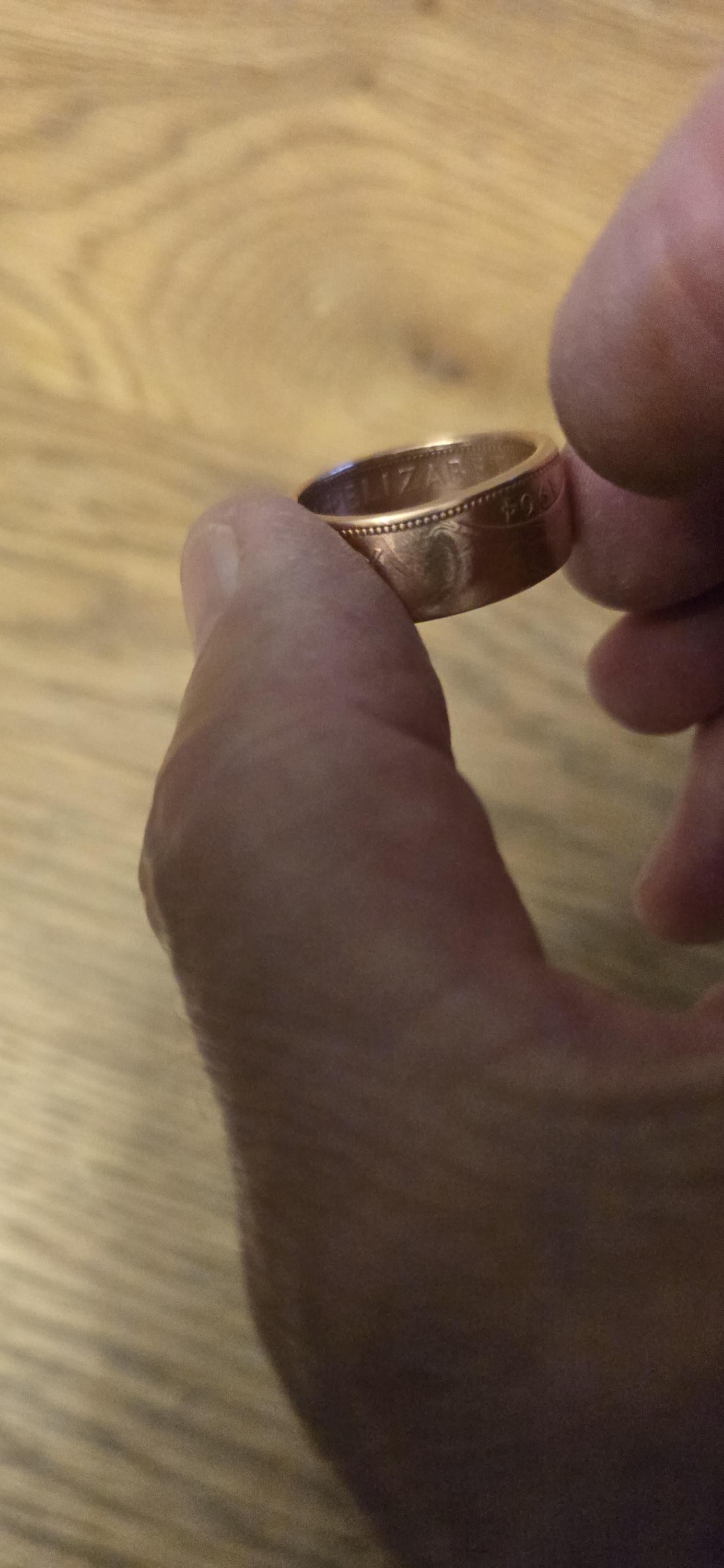 Old UK One Penny Coin ring