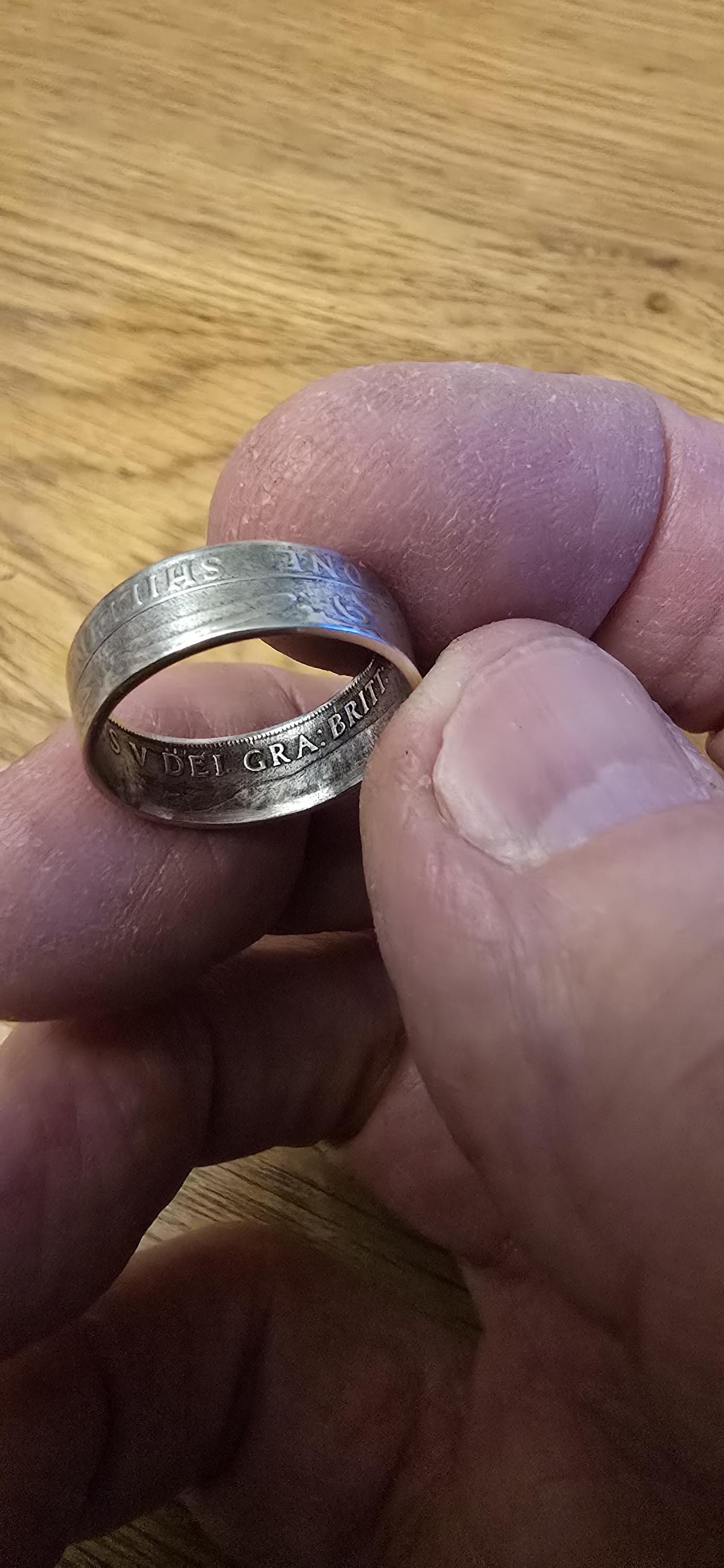 1921 Silver One Shilling Coin Ring