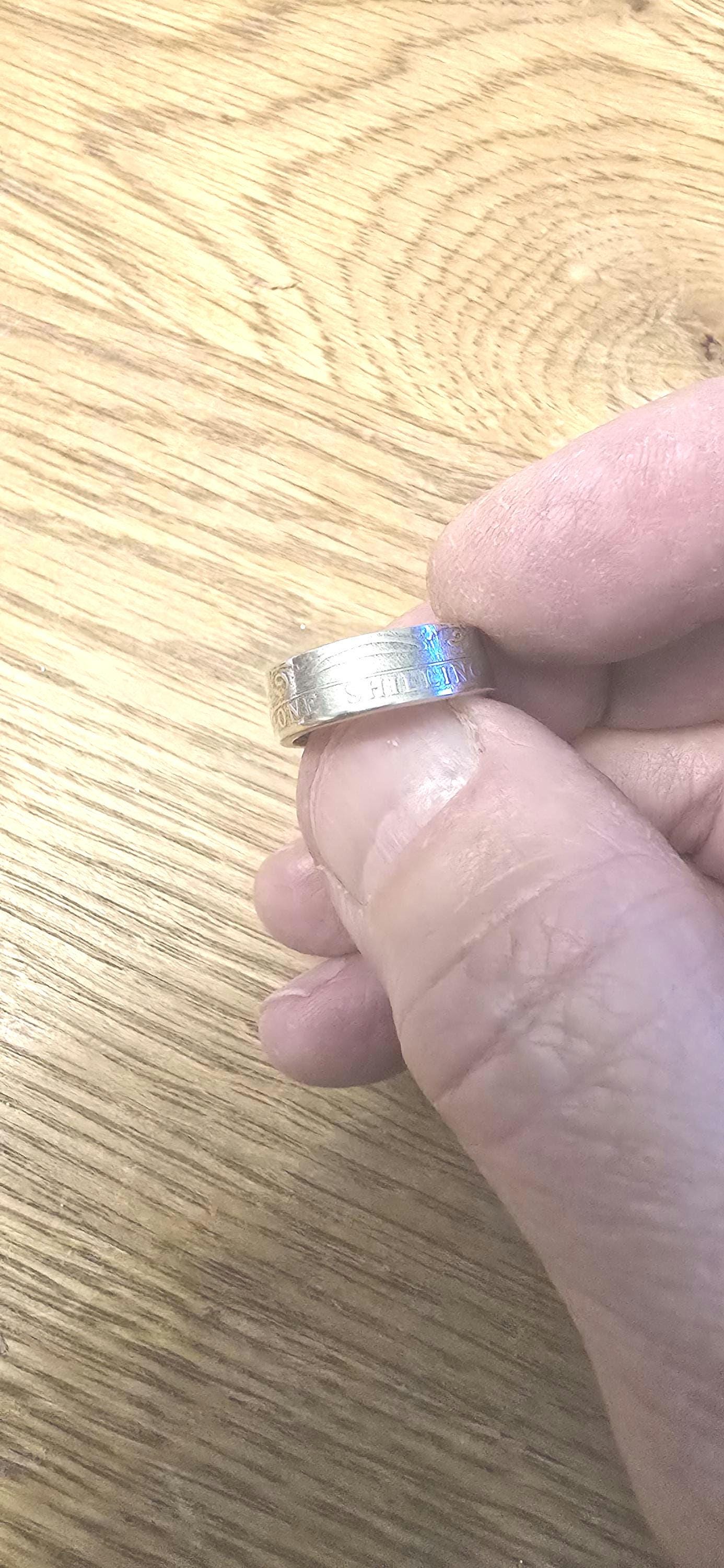 1921 Silver One Shilling Coin Ring