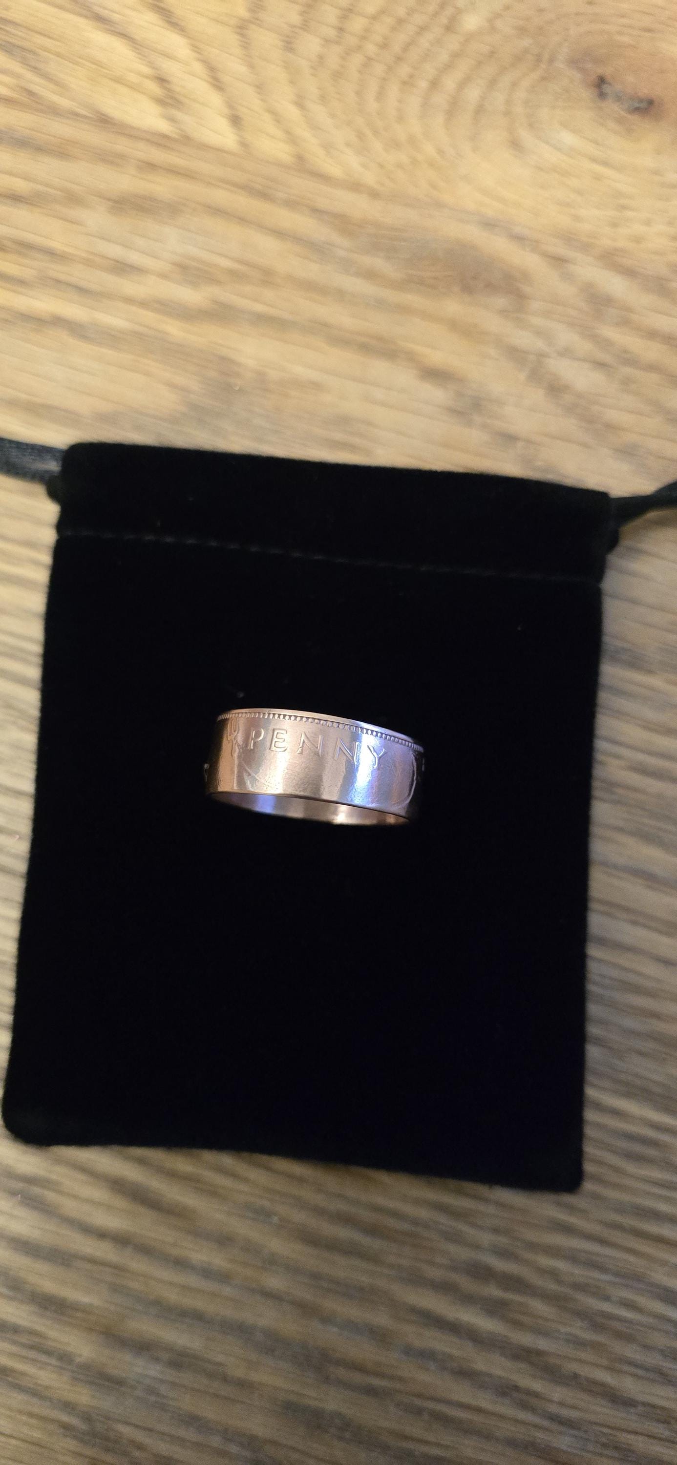 Old UK One Penny Coin ring