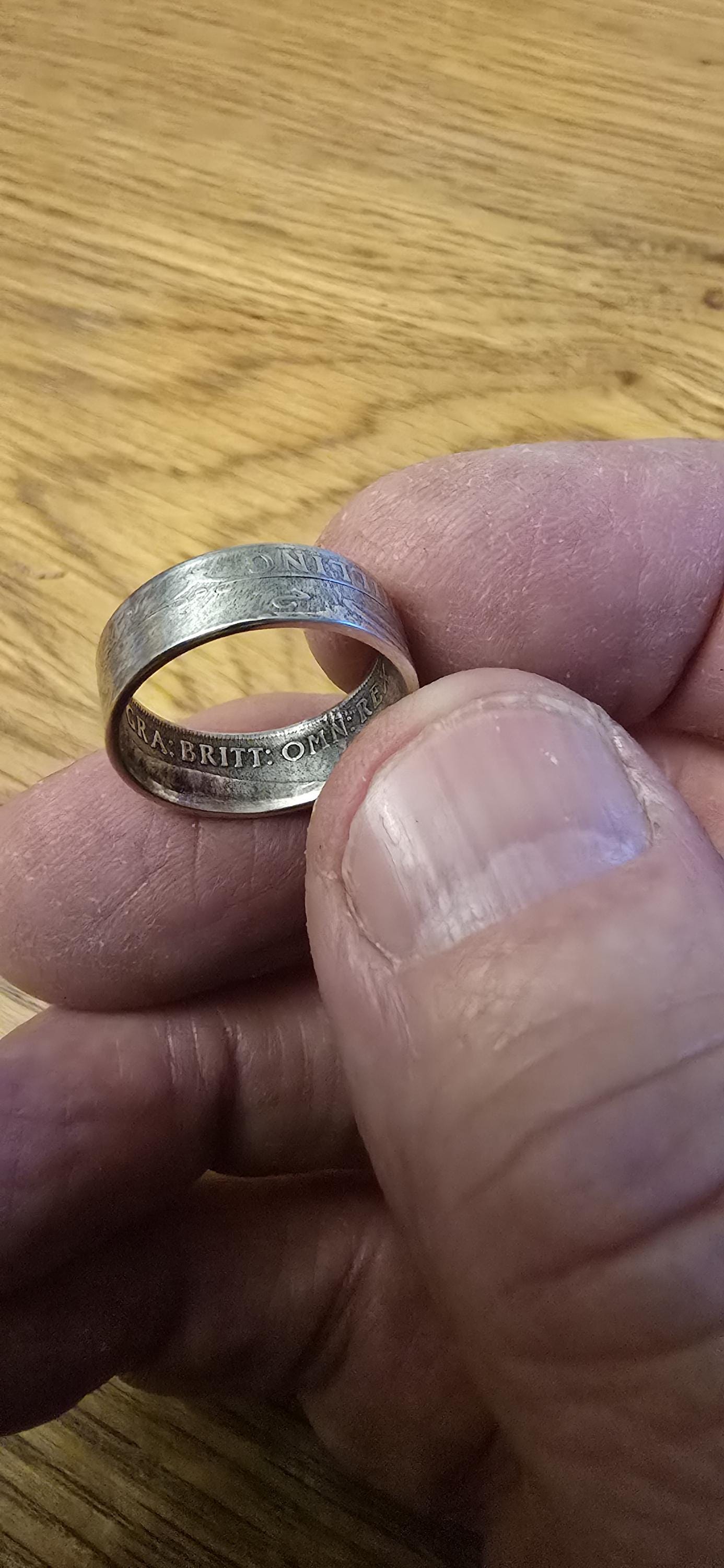 1921 Silver One Shilling Coin Ring