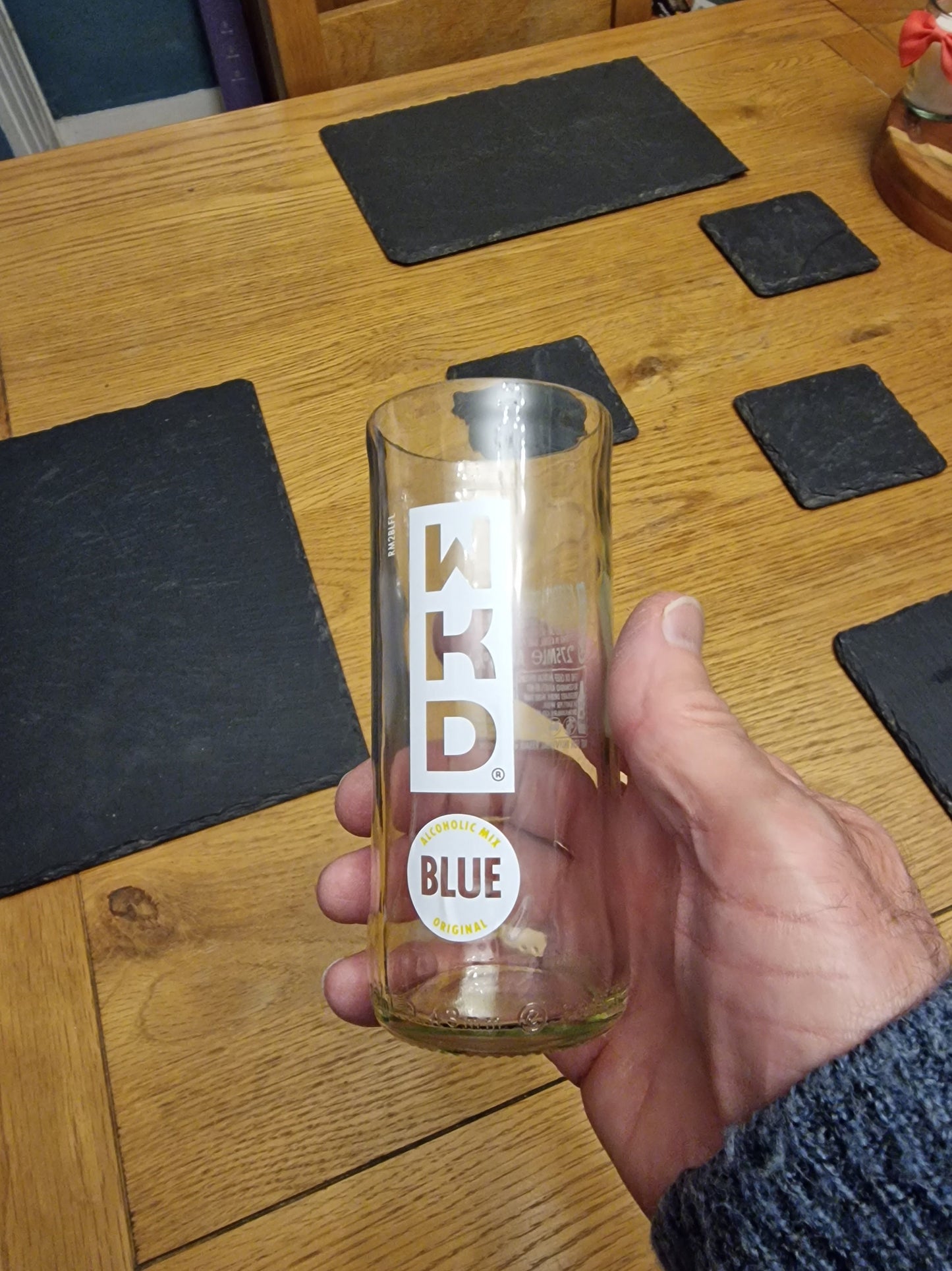 WKD Blue upcycled bottle glass