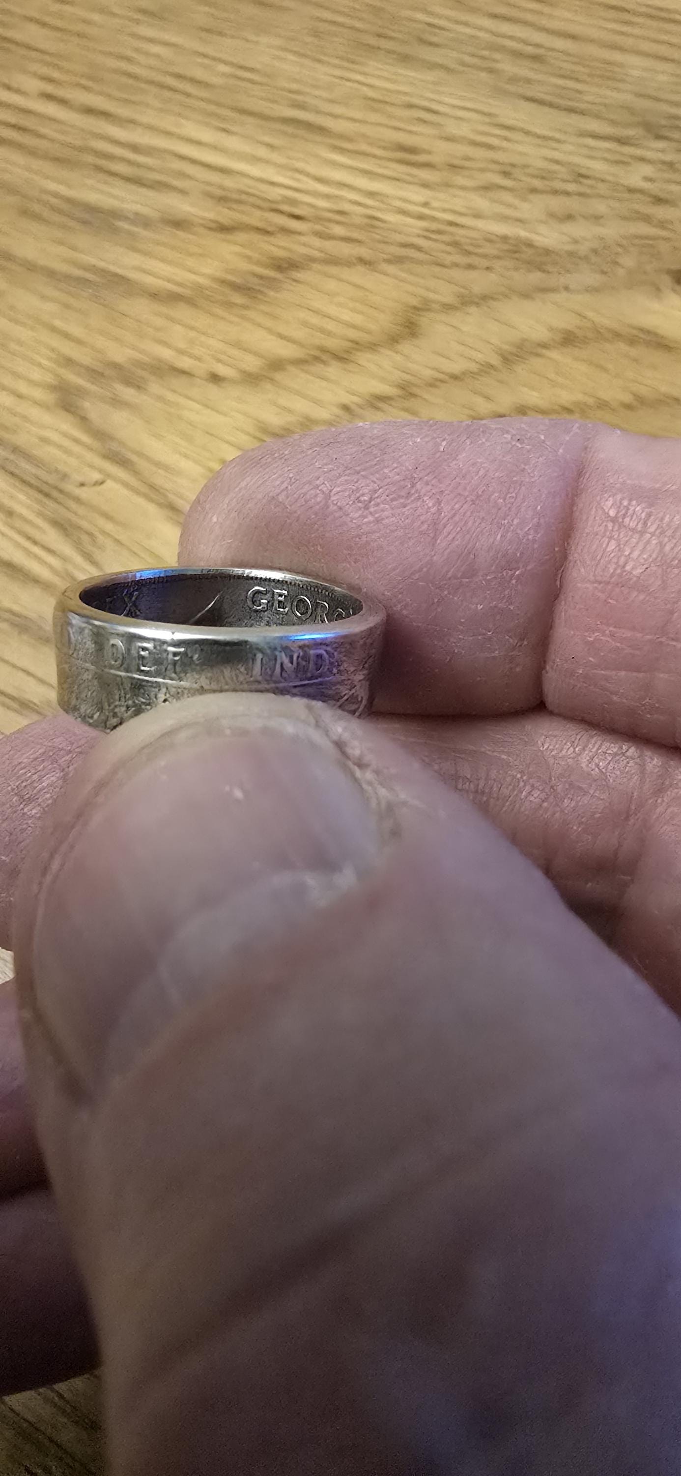 1921 Silver One Shilling Coin Ring