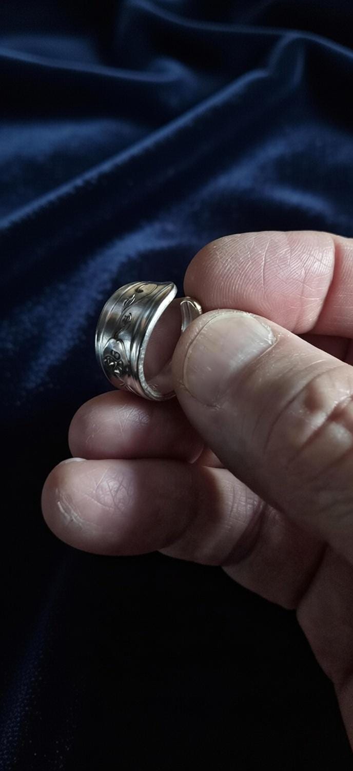 Silver plated spoon ring