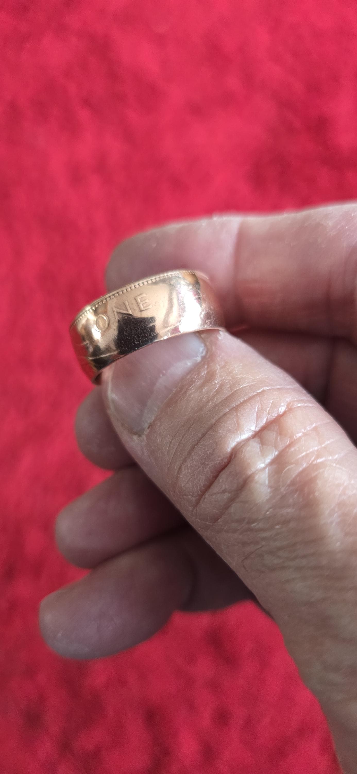 Old UK One Penny Coin ring