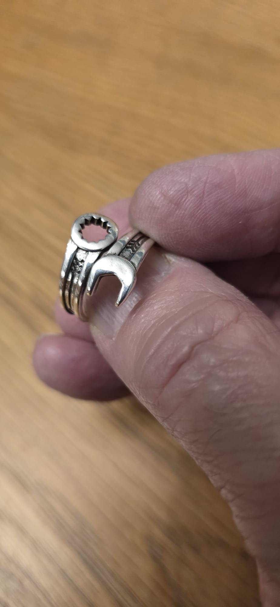 925 Silver Plated Wrench Ring