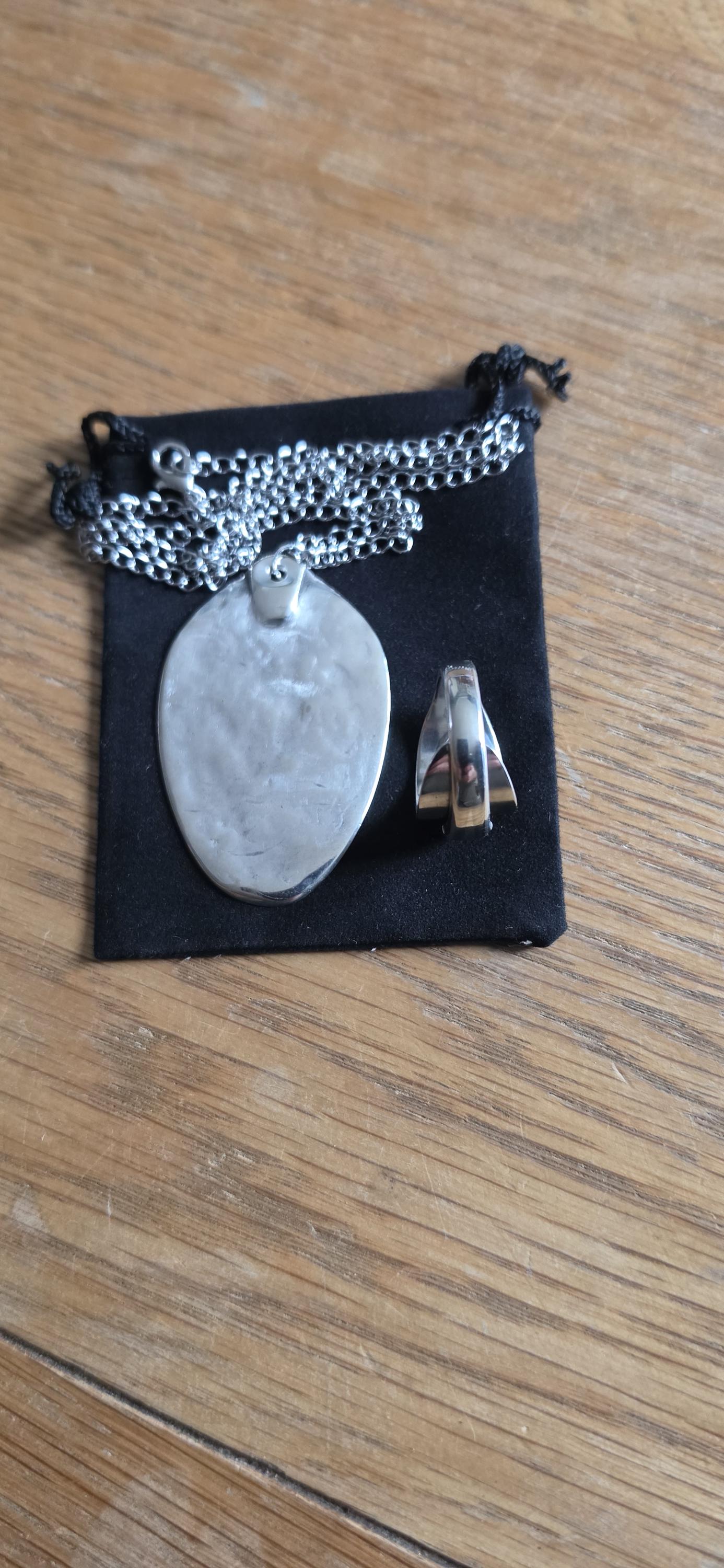 Elegant  Silver-Plated Spoon Pendant & Ring Set..