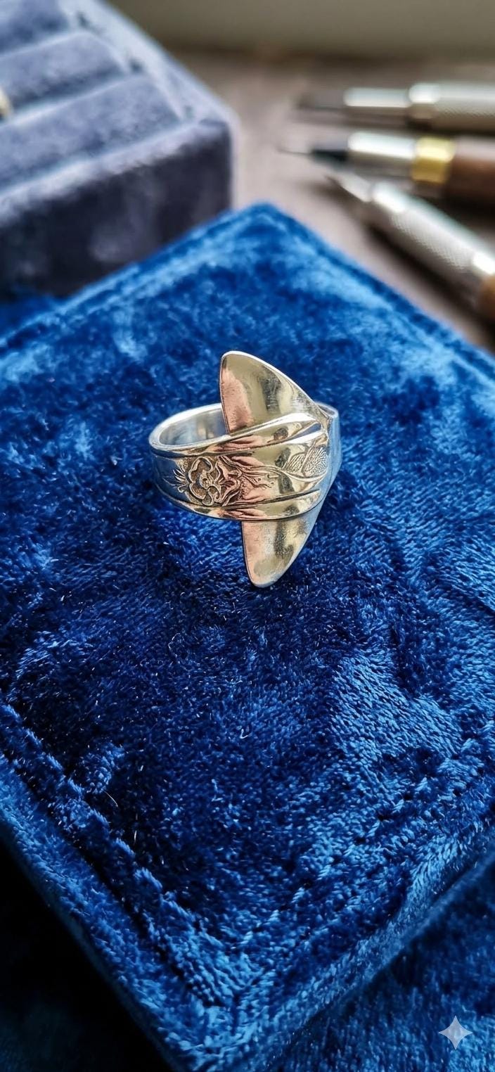 Handmade Fishtail Silver Plated Spoon Ring