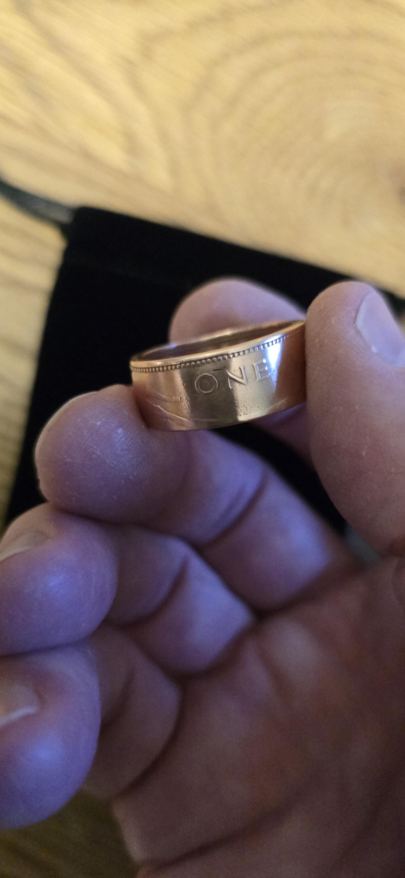 Old UK One Penny Coin ring