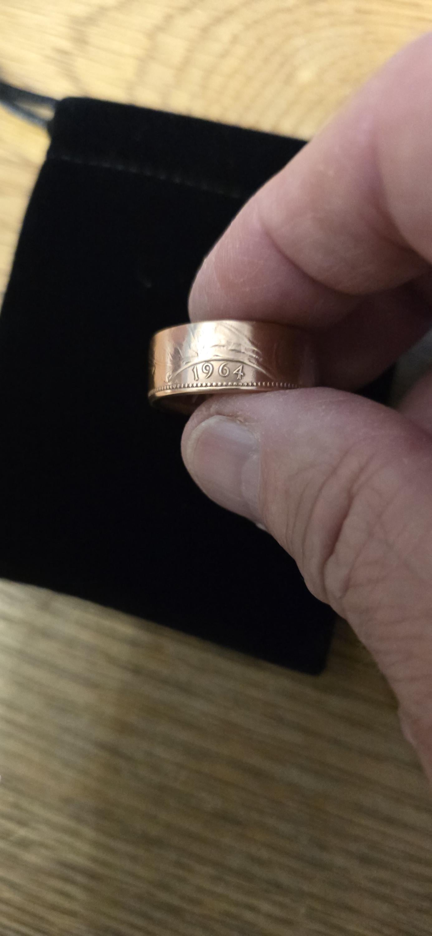 Old UK One Penny Coin ring