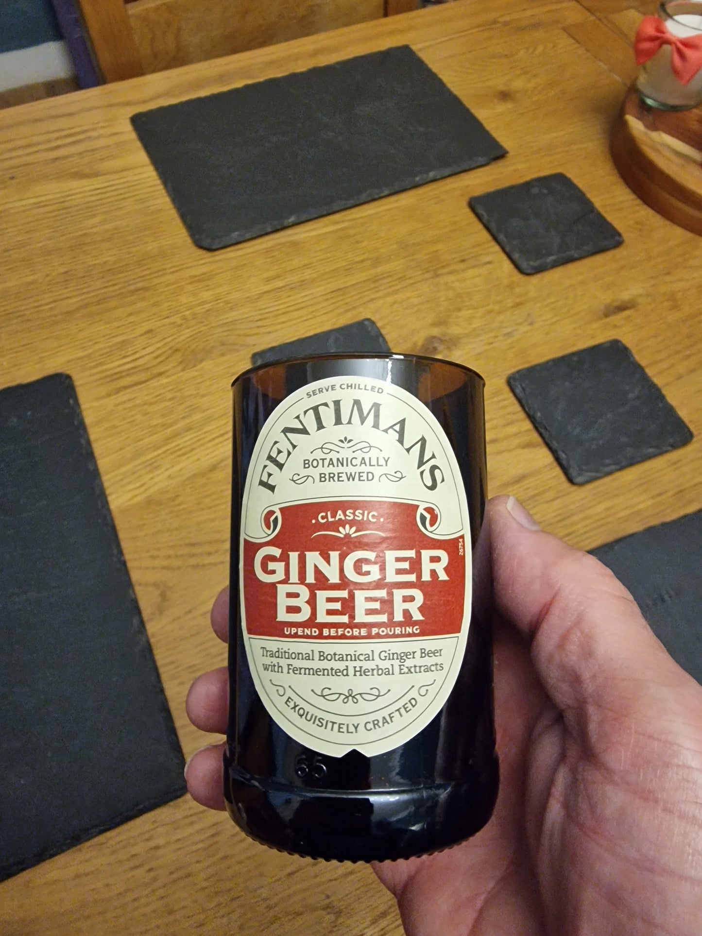 Unique Ginger Beer Upcycled Bottle Glass